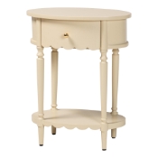 bali & pari Liba End Table - 1-Drawer Accent Table with Scalloped Detailing and Open Shelf Storage for Hallway, Entryway, and Living Room